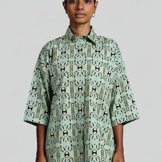 Miranda Top Congkak in Porcelain Blue